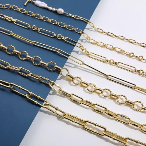 New Design Chunky Thick Chains Necklace Femme Bijoux Gold Metal Handmade Chains Pearl Choker Necklace Fashion Jewelry