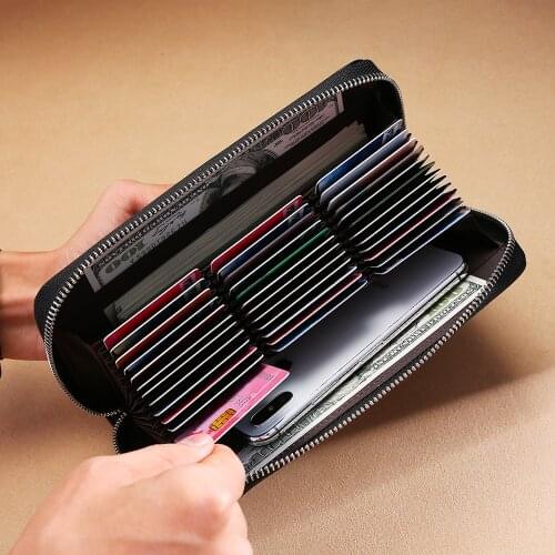 Pearl Angeli Women Genuine Leather Credit Card Holder RFID Blocking Business Cardholder Wallet Organizer Travel Passport Purse