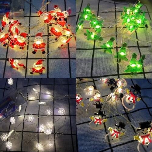 2M 20 LED Snowman Snowflake Santa Claus Light Merry Christmas Decor for Home Xmas Tree Pendant Noel Noel 2020 New Year 2021