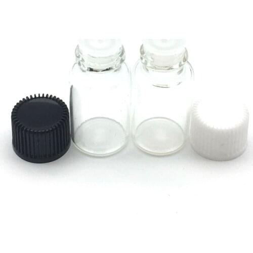 50pcs perfume sample Clear Glass Bottle with Orifice Reducer and Cap Small Essential Oil 3ml Mini Glass Vials
