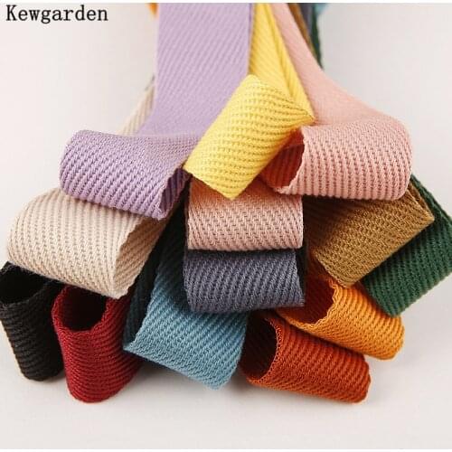 Kewgarden 1" 1.5" 10mm 38mm 25mm Twill Cotton Linen Ribbon Handmade Tape DIY Hair Bow tie Accessories Packing Webbing 10 Yards