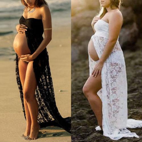 Sexy See-through Lace Dress Maternity Dress Maternity Photography Clothing Baby Mother Photo European and American V-neck Dress