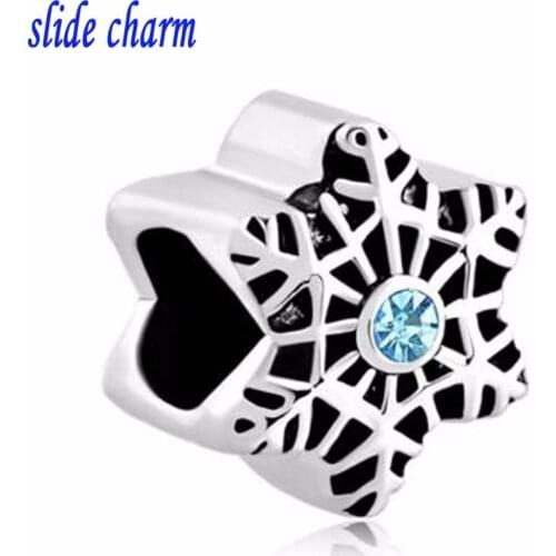 Slide charm Free shipping Europe and the new listing of fashion personality snow amulet charm beads fit Pandora bracelet