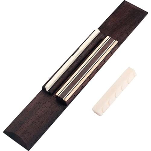 Rosewood Replacement Guitar Bridge Cattle Bone Guitar Saddle Nut Guitar Accessories Parts for Classic Guitar