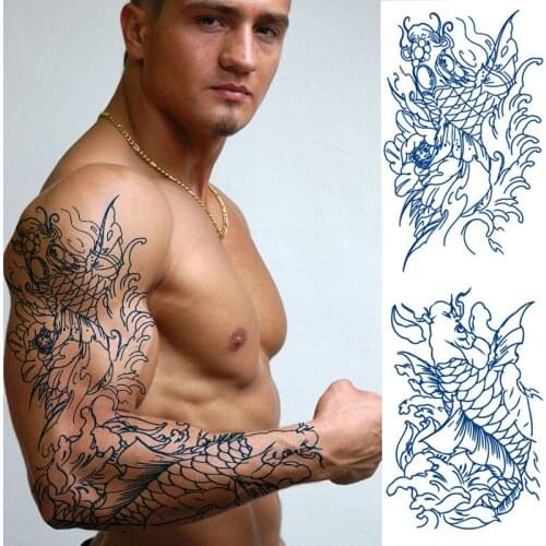 Updated Version Juice Ink Tattoo Sticker Body Art Waterproof Temporary Tatoo Carp Cross Fashion Fake Tatto For Women Men