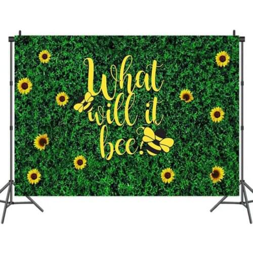 Bee Greenery Type Party Newborn Baby Shower 1st Birthday Backdrop Vinyl Photography Background