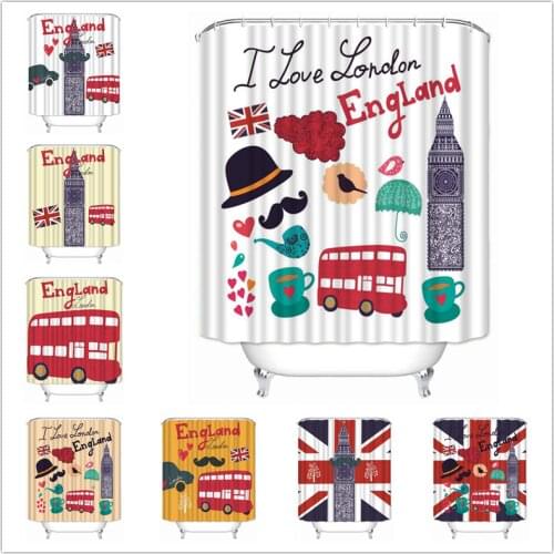 Musife Custom High Quality LONDON Shower Curtain Waterproof Bathroom Polyester Fabric Bathroom Curtain