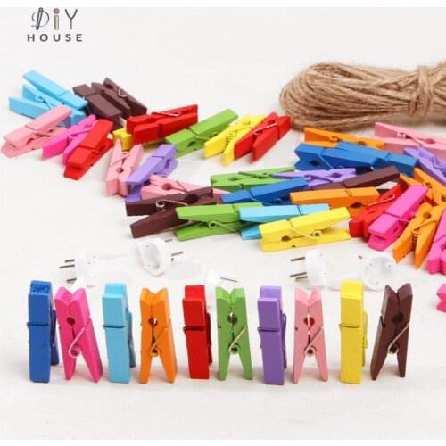 20Pcs 3.5cm Color Small Wooden Clips DIY Craft Supplies Party Decor Arts Cute Mini Clamps For Memo Paper Bookmark Photo Clips
