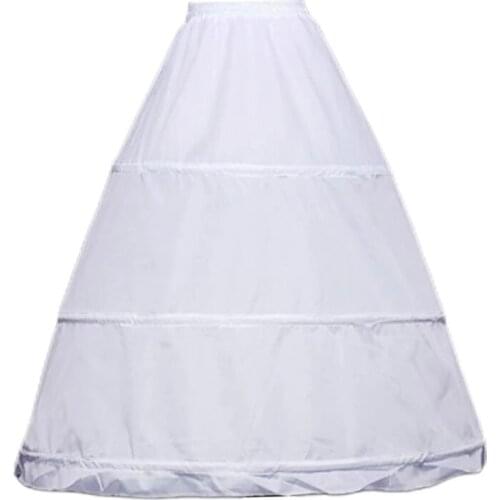 Women 3 Hoops A-Line Petticoat Adjustable Drawstring Waist Wedding Bridal Dress Crinoline Single Layer Ball Gown Underskirt