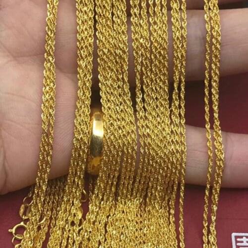 ZHIXI Real 18K Gold Hemp rope Necklace Pure AU750 Twisted Chain Fine Jewelry For Women Weding Gifts N550