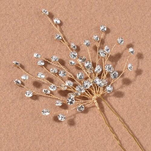Golden Diamond Hairpin Headdress Comb Back Comb Hair Accessories Bridal Wedding Hair Decoration BH