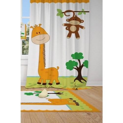 1 wing Giraffe And Monkey Child Baby Room Backdrop Curtain 70 cm x 270 cm