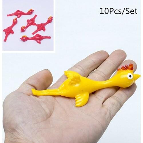 10Pcs/Set Catapult Launch Turkey Fun and Tricky Slingshot Chick Practice Chicken Elastic Flying Finger Birds Sticky Toys