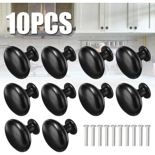 10Pcs Matted Black Zinc Alloy Cabinet Drawer Knobs Round Pull Knob Wardrobe Cabinet Pulls