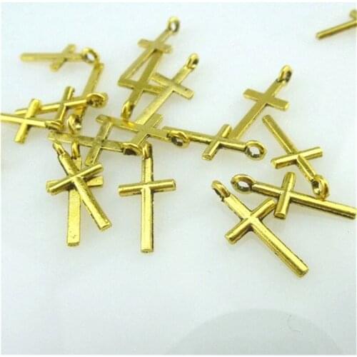 100pcs Antique Gold Color Metal Cross Charms DIY Bracelet Necklace Jewelry Making 13911