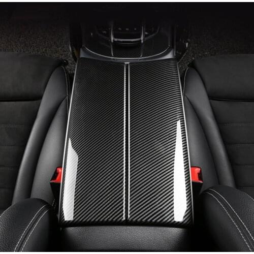 2*Carbon fiber Car Interior Center Armrest Box Console Box Storage Box Trim Cover For Mercedes-Benz C E GLC Class W213 W205 X253