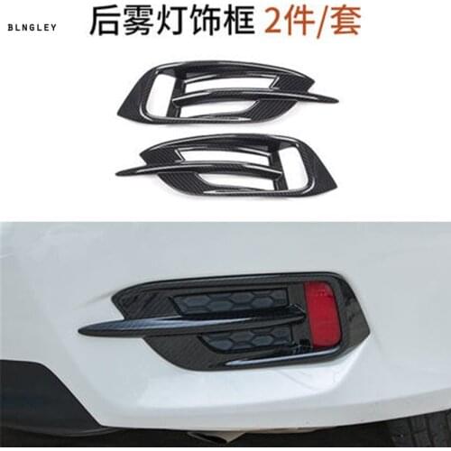 2pcs/lot ABS carbon fiber grain rear fog lamps decation cover for 2016-2018 HONDA CIVIC MK10
