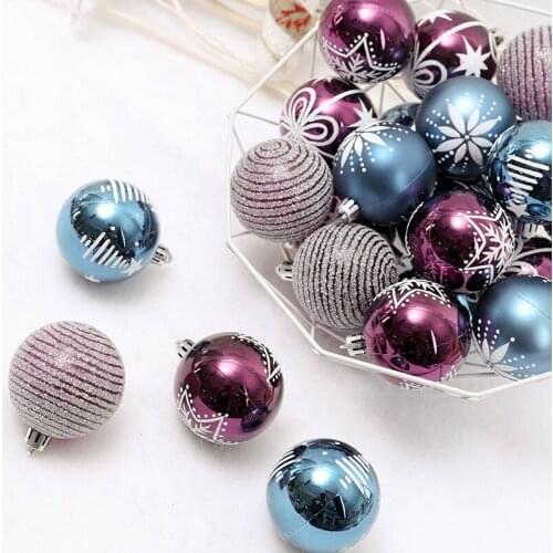 24pcs 6cm Colour Drawing Balls For Christmas New Year Decoration Ornaments Xmas tree Bauble Hanging Ball Bauble Balls Tree Decor
