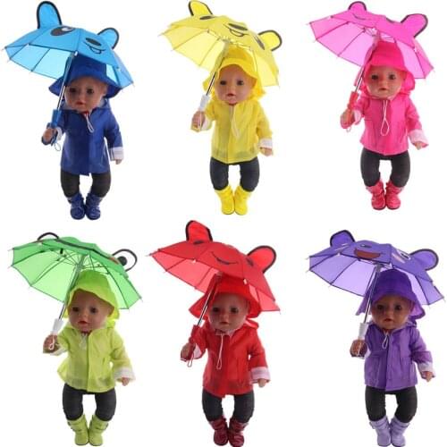 43 Cm Boy American Dolls Cartoon Frog Mini Umbrella Toy Newborn Baby Toys Accessories Fit 18 Inch Girls Doll Q63