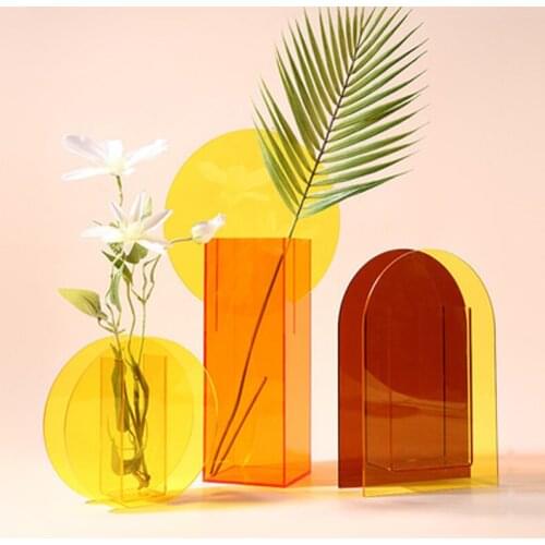 Acrylic Dried Flower Bottle Vase Floral Plants Pots Container Wedding Party Home Garden Living Room Indoor Decoration