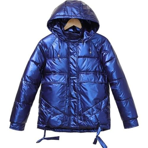 Shiny Down Cotton Jacket Women 2020 Solid Loose Large Size Short Hooded Outerwear Thicke Warm Cotton-padded Winter Parker Coat