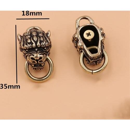 5 pcs Solid brass animal head design conchos screwback rivets leather craft bag wallet chain ring connector decoration button