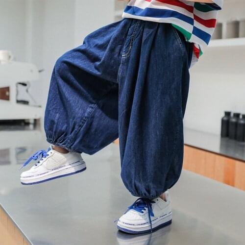 Boys Girls Plus Size Jeans 2021 Autumn Summer New Loose Korean Casual Harem Pants Baby Spring And Autumn Wide-leg Childrens Tro