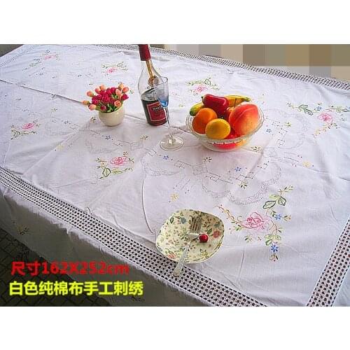 European pure cotton tablecloth hand embroidery inlay hand crochet bed cover elegant old hand embroidery special price