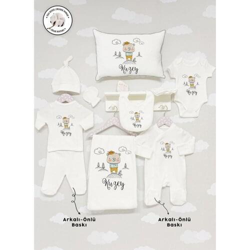Personalized Organic Cotton Fabric Girl Boy Baby 11-Pcs Jumpsuit Set Custom Clothes Winter Spring