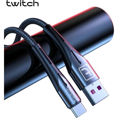 Twitch USB Type C Cable For Samsung S10 Huawei P30 Fast Charging Mobile Phone Data Cord For Redmi Note 8 7 Type-C Charger Cable
