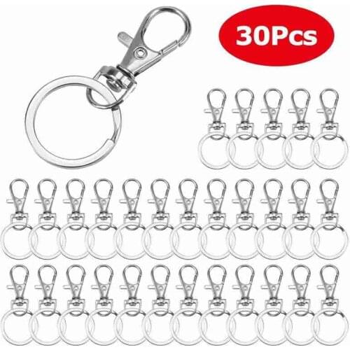 30pcs/lot Classic Key Chain Ring Metal Swivel Lobster Clasp Clips Key Hooks Outdoors Keychain Split Ring DIY Bag Jewelry