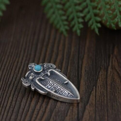 Handmade 925 Silver Lucky Symbol Pendant Sterling Bohemia Pendant Good Luck Pendant