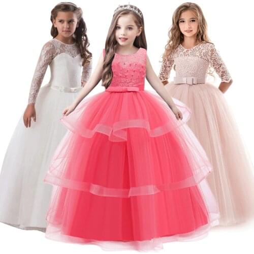 Teens Girls Princess Dress Children Evening Party Dress Flower Girls Wedding Gown Kids Dresses For Girls Costume 8 10 12 14 Year