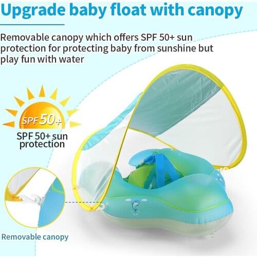 Summer Upgrades Baby Swimming Float Inflatable Floating Kids Swim Pool Circle Rings With Removable Sun Protection Canopy#g4