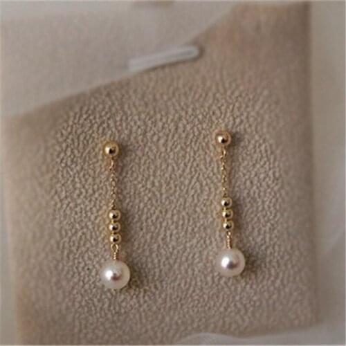 Liemjee 14k Gold Filled Tassel Pearl Earrings Fashion Personality Party Jewelry For Women Feature Namour Charm Gift All Seasons