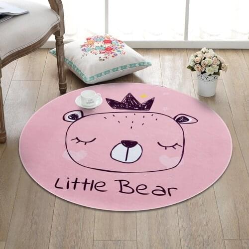 Cartoon Crown Bear Round Carpet Living Room Cute Carpet Kids Room Computer Chair Round Rug Home Entrance/Hallway Doormat/Rugs