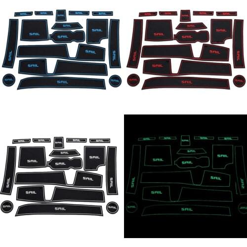 Anti Slip 16pcs Car Door Slot Latex Groove Mat Interior Cup Cushion Fit for 2015 Chevrolet Sail 3 Car Styling