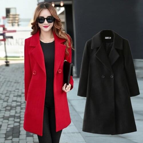 New Women Woolen Jackets Winter Fashion Slim Temperament Long Overcoats Solid Casual Warm Female Coat Plus Size 4XL