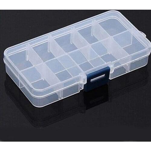 XRHYY 10 Grids Office Divider Box Organizer Adjustable Clear Plastic Bead Case Container For Bead Small Item Craft Storage