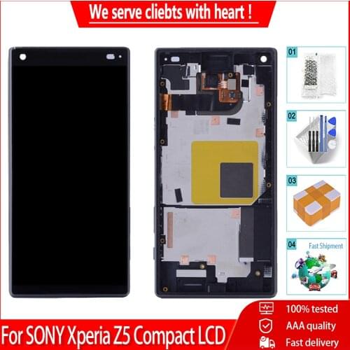 4.6" Original Display For SONY Xperia Z5 Compact LCD Touch Screen With Frame Digitizer Assembly Replacement For Sony Z5 Mini LCD