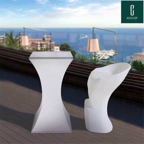 Rechargeable lighted up bar coffee table RGB Color changing illuminated cocktail table (L45*W45*H110cm) night bar disco supplies