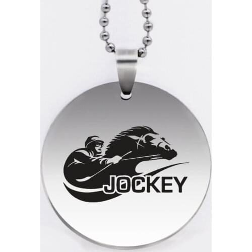 Ufine jewelry running horse pendant army card round disc stainless steel customed necklace N4532