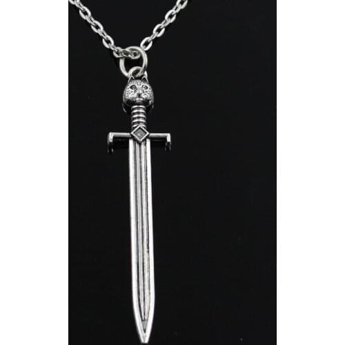 New Fashion Sword Cat Pendants Round Cross Chain Short Long Mens Womens Silver Color Necklace Jewelry Gift