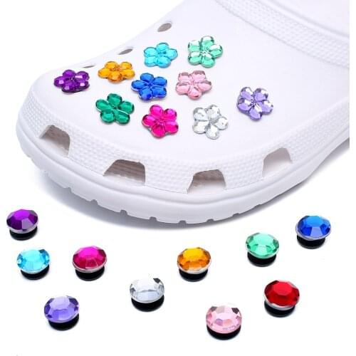 Single Sale 1pc Crystal2 PVC Shoe Charms,Shoe Buckles Accessories Fit Bands Bracelets Croc JIBZ,Kids Party X-mas Gift