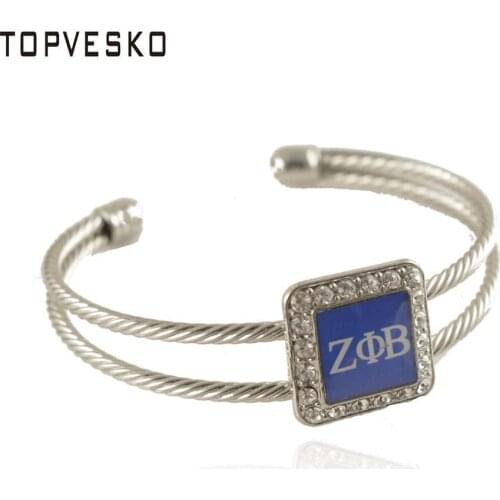 Drop Shipping Sorority Jewelry Logo Bule color Twist Square Zeta Bangle Bracelet