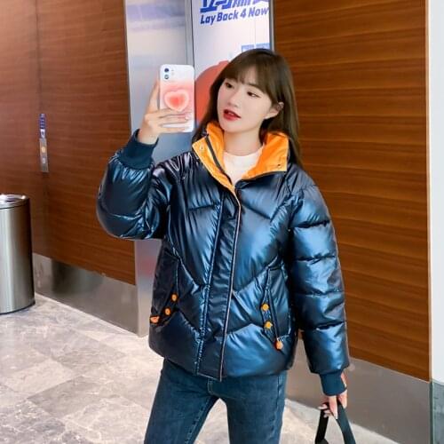 Puffer Coat Womens Stand Collar Long Sleeve Ladies Casual Winter Jacket Buttons Solid Thick Warm Parkas Outwear for Female