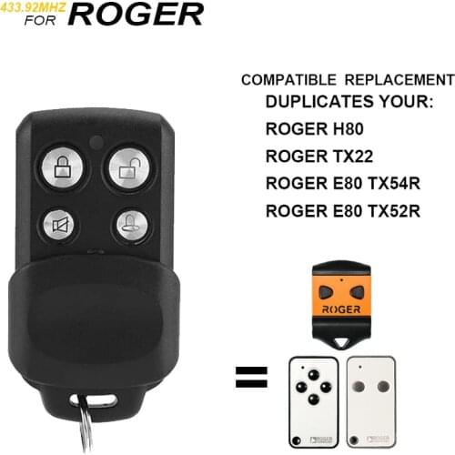 ROGER H80 TX22 E80 TX52R TX54R TX1 TX10 Garage Door Remote Control Duplicator Roger Remote Control 433MHz clone