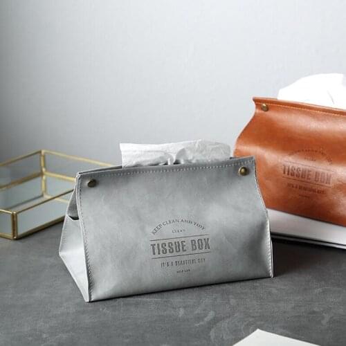 Luxury PU Leather Tissue Box Letter Pineapple Pattern Foldable Napkin Holder Rectangle Home Kitchen Paper Holder Storage Box