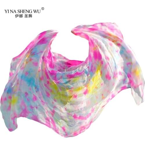 Belly Dance Silk Veil Shawl Scarf Belly Dance Practice Performance Props Hand Dyed Belly Dance Silk Veil 250/270 *114cm Colorful