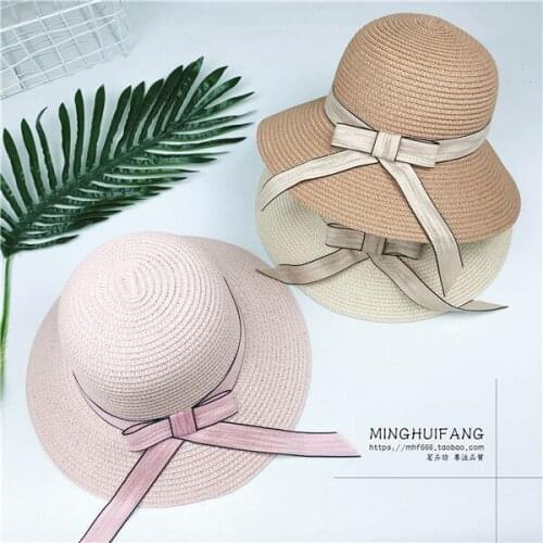 Ladies Straw Hat Women Big Bow Big Brim Straw Hat Foldable Lace Sunscreen Beach Vacation Sun Hat Fisherman Hat Travel